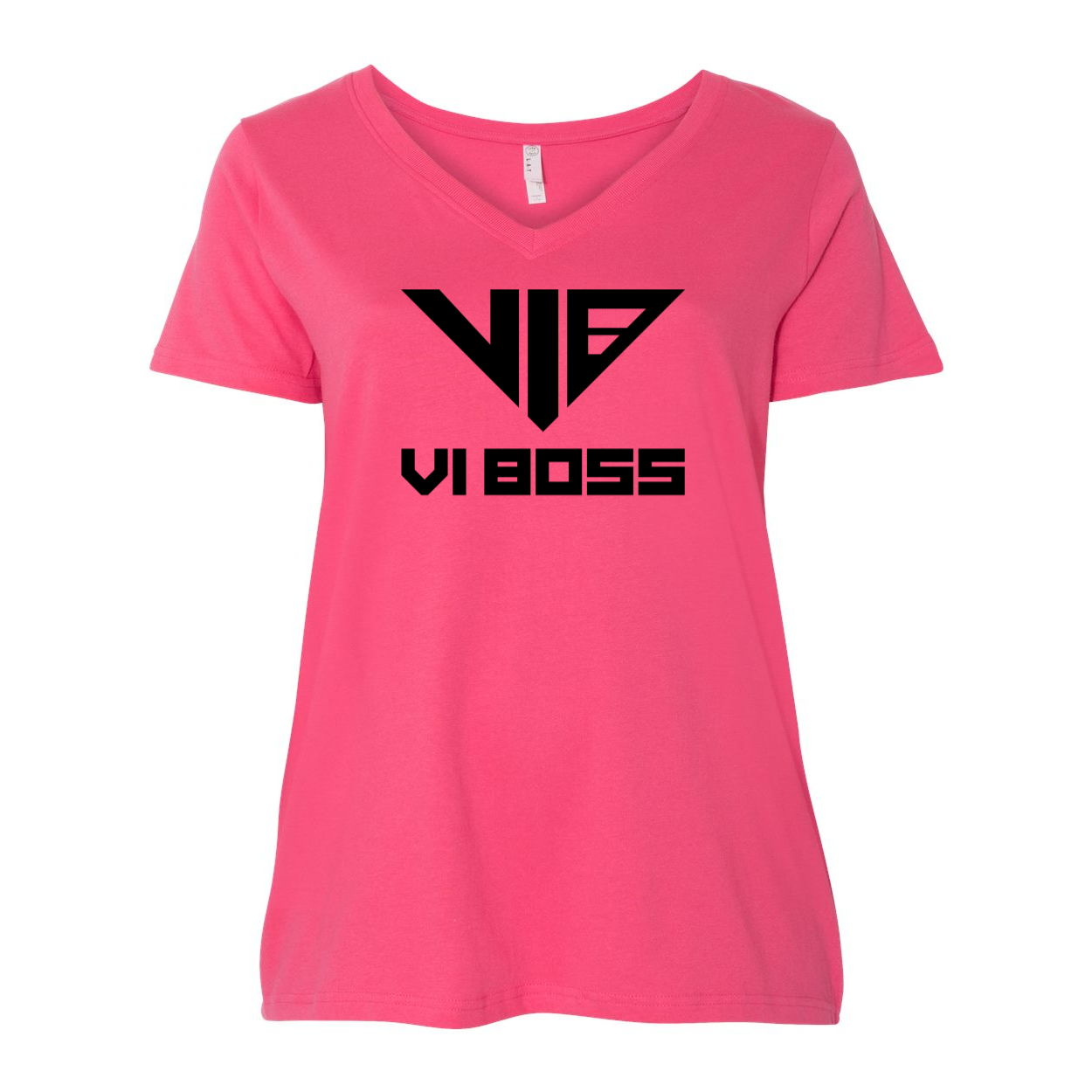 VIB Logo Signature V-Neck T-Shirt - 1/14/2016 / Hot Pink - VI BOSS